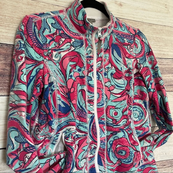 Talbots Athleisure Full Zip Jacket Pink Blue Petite - Picture 8 of 13